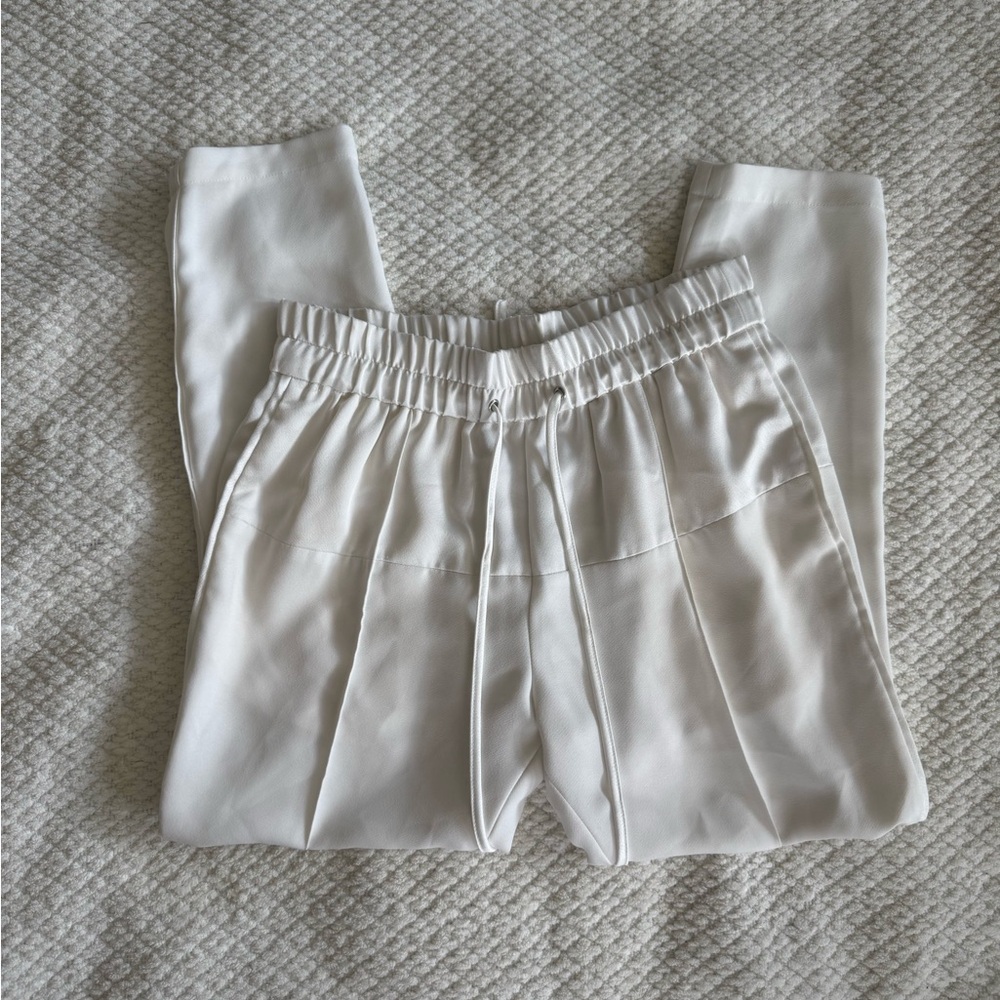 Parker White Trousers Relaxed Fit Elastic Waist